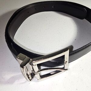 Banana Republic Belt Men's Black/ Brown Reversible W/ Silver Toned Buckle 32-36